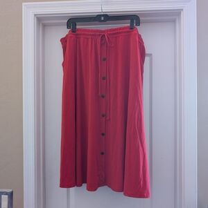 LuLaRoe Marsha Red Button-Front Midi Skirt size 3XL